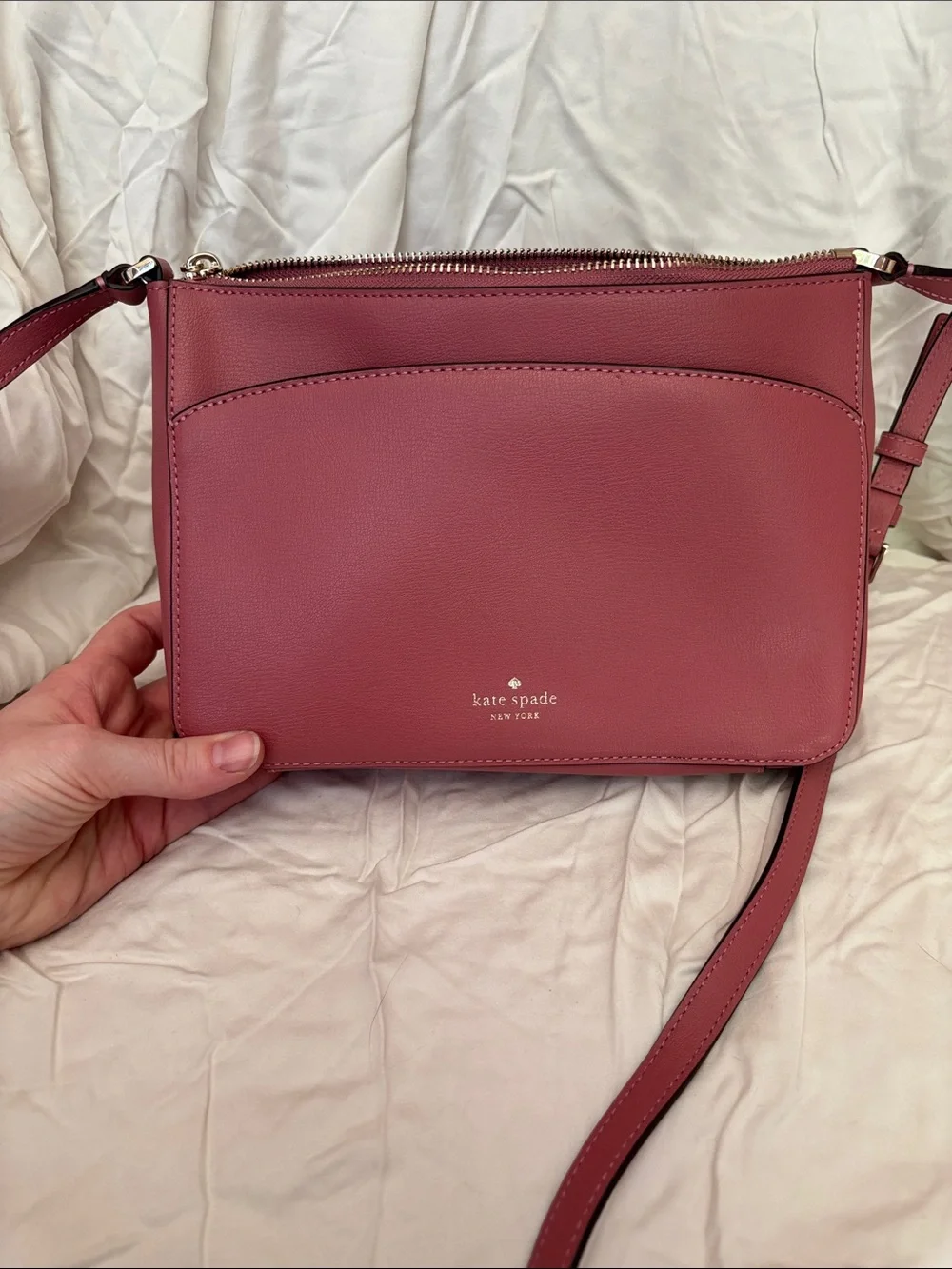 kate spade rose pink leather crossbody bag with spade charm